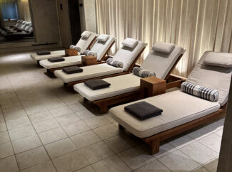 Relax by the pool in these comfortable loungers.