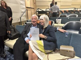 Viking Chairman Torstein Hagen with Executive Vice President Karine Hagen, on board for the momentous new product launch.